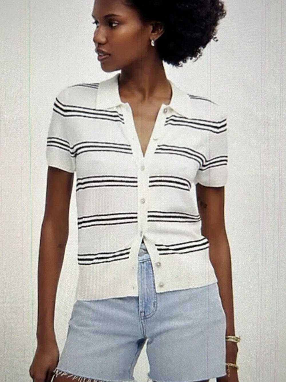 Madewell Polo Sweater Tee in Stripe
